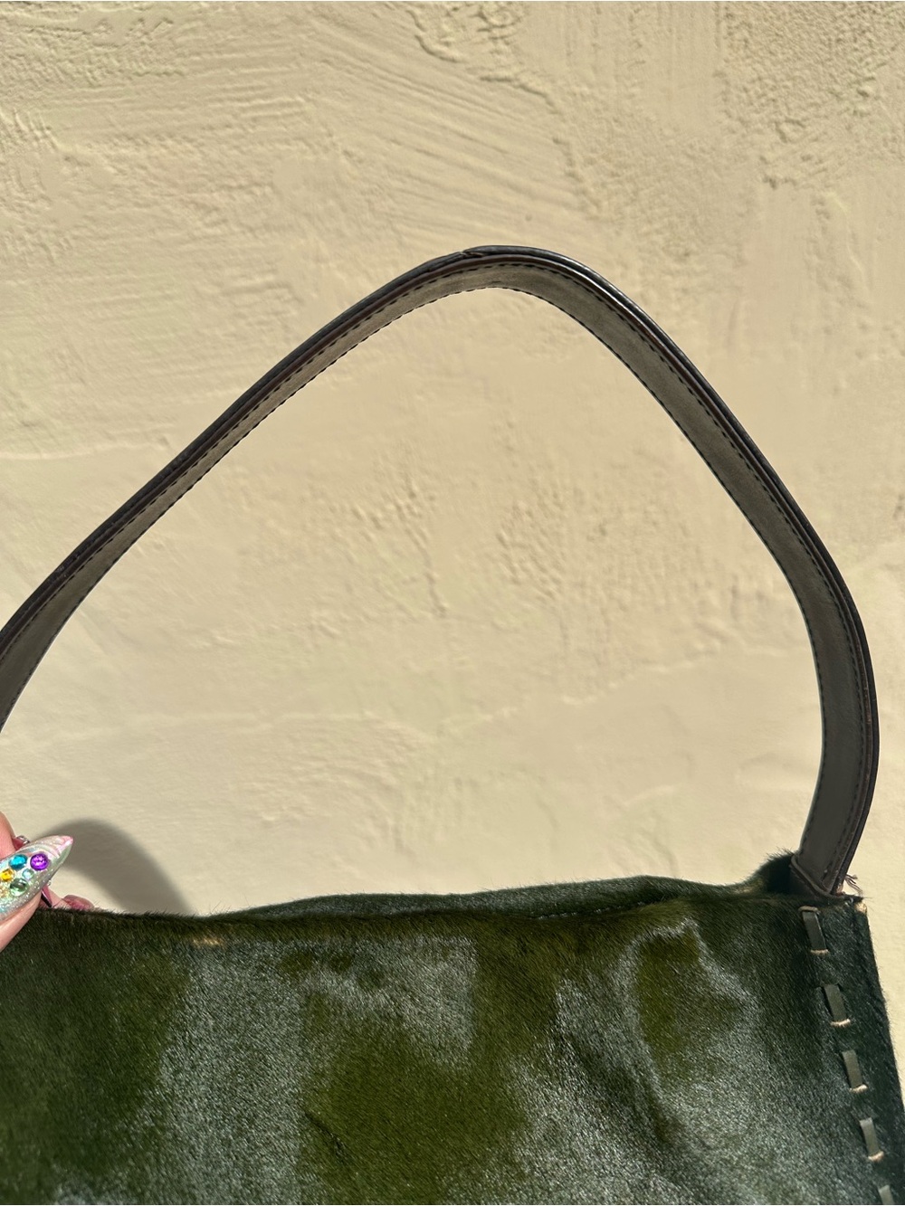 🫑Coach Dark Olive Green Calf Hair Shoulder Bag 9470. 🫑 - Picture 6 of 11
